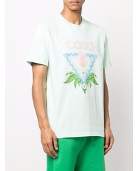 T-shirt à col rond imprimé vert menthe Casablanca