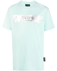 T-shirt à col rond imprimé vert menthe Plein Sport
