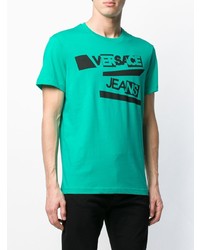 T-shirt à col rond imprimé vert menthe Versace Jeans