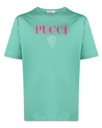 T-shirt à col rond imprimé vert menthe PUCCI