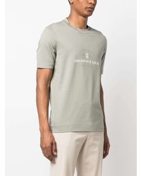 T-shirt à col rond imprimé vert menthe Brunello Cucinelli