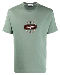 T-shirt à col rond imprimé vert menthe Stone Island