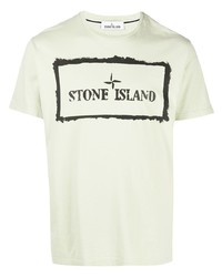 T-shirt à col rond imprimé vert menthe Stone Island