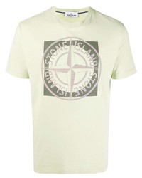 T-shirt à col rond imprimé vert menthe Stone Island