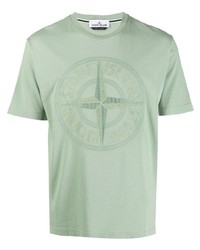 T-shirt à col rond imprimé vert menthe Stone Island