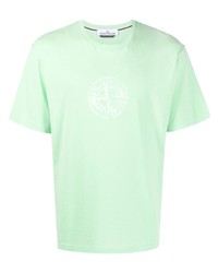 T-shirt à col rond imprimé vert menthe Stone Island