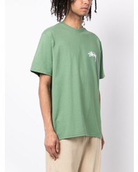 T-shirt à col rond imprimé vert menthe Stussy