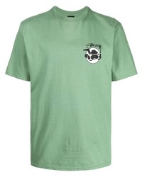 T-shirt à col rond imprimé vert menthe Stussy