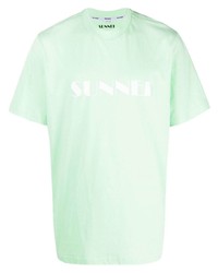 T-shirt à col rond imprimé vert menthe Sunnei
