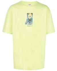 T-shirt à col rond imprimé vert menthe Supreme