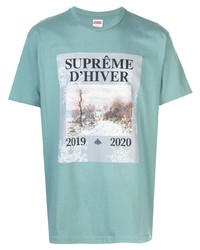 T-shirt à col rond imprimé vert menthe Supreme