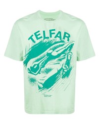 T-shirt à col rond imprimé vert menthe Telfar