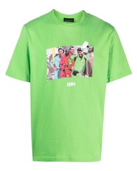 T-shirt à col rond imprimé vert menthe Throwback.
