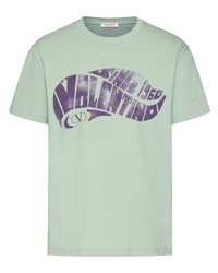 T-shirt à col rond imprimé vert menthe Valentino Garavani