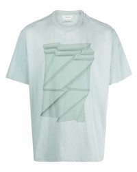 T-shirt à col rond imprimé vert menthe Zegna