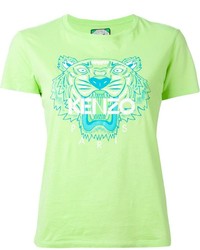 T-shirt à col rond imprimé vert