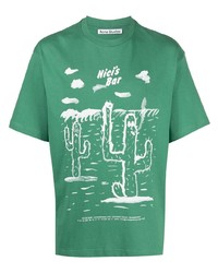 T-shirt à col rond imprimé vert Acne Studios