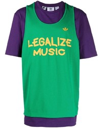 T-shirt à col rond imprimé vert adidas