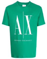 T-shirt à col rond imprimé vert Armani Exchange