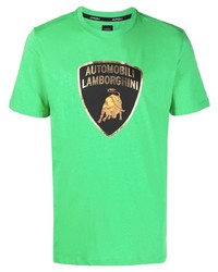 T-shirt à col rond imprimé vert Automobili Lamborghini