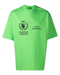 T-shirt à col rond imprimé vert Balenciaga