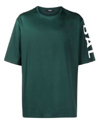 T-shirt à col rond imprimé vert Balmain
