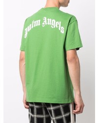 T-shirt à col rond imprimé vert Palm Angels