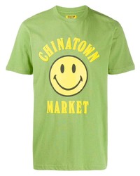 T-shirt à col rond imprimé vert Chinatown Market