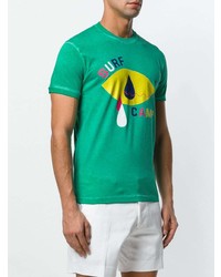 T-shirt à col rond imprimé vert DSQUARED2