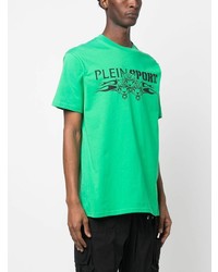 T-shirt à col rond imprimé vert Plein Sport