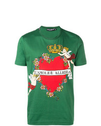 T-shirt à col rond imprimé vert Dolce & Gabbana