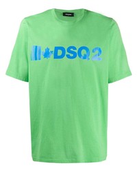 T-shirt à col rond imprimé vert DSQUARED2