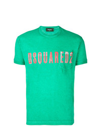 T-shirt à col rond imprimé vert DSQUARED2