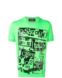 T-shirt à col rond imprimé vert DSQUARED2