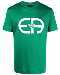 T-shirt à col rond imprimé vert Ea7 Emporio Armani