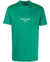T-shirt à col rond imprimé vert Emporio Armani