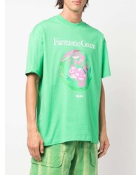 T-shirt à col rond imprimé vert MSGM