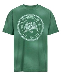 T-shirt à col rond imprimé vert Flaneur Homme