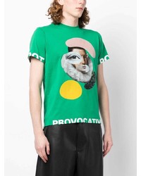 T-shirt à col rond imprimé vert Walter Van Beirendonck