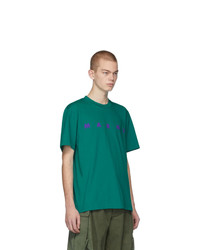 T-shirt à col rond imprimé vert Marni