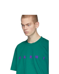 T-shirt à col rond imprimé vert Marni