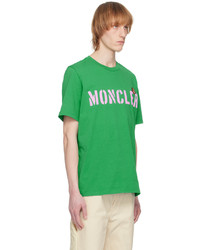 T-shirt à col rond imprimé vert Moncler