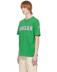 T-shirt à col rond imprimé vert Moncler