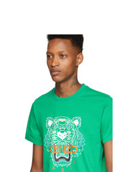 T-shirt à col rond imprimé vert Kenzo