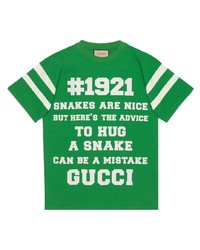 T-shirt à col rond imprimé vert Gucci