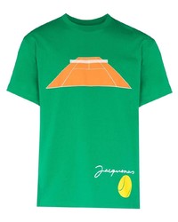 T-shirt à col rond imprimé vert Jacquemus