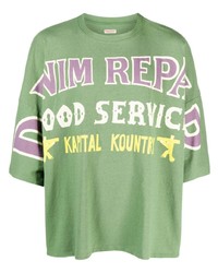 T-shirt à col rond imprimé vert KAPITAL