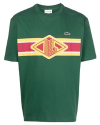 T-shirt à col rond imprimé vert Lacoste