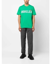T-shirt à col rond imprimé vert Moncler