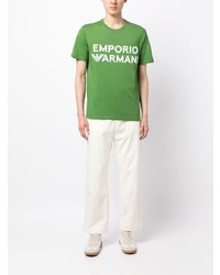 T-shirt à col rond imprimé vert Emporio Armani